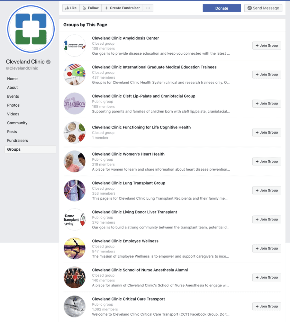 Cleveland Clinic Facebook Groups