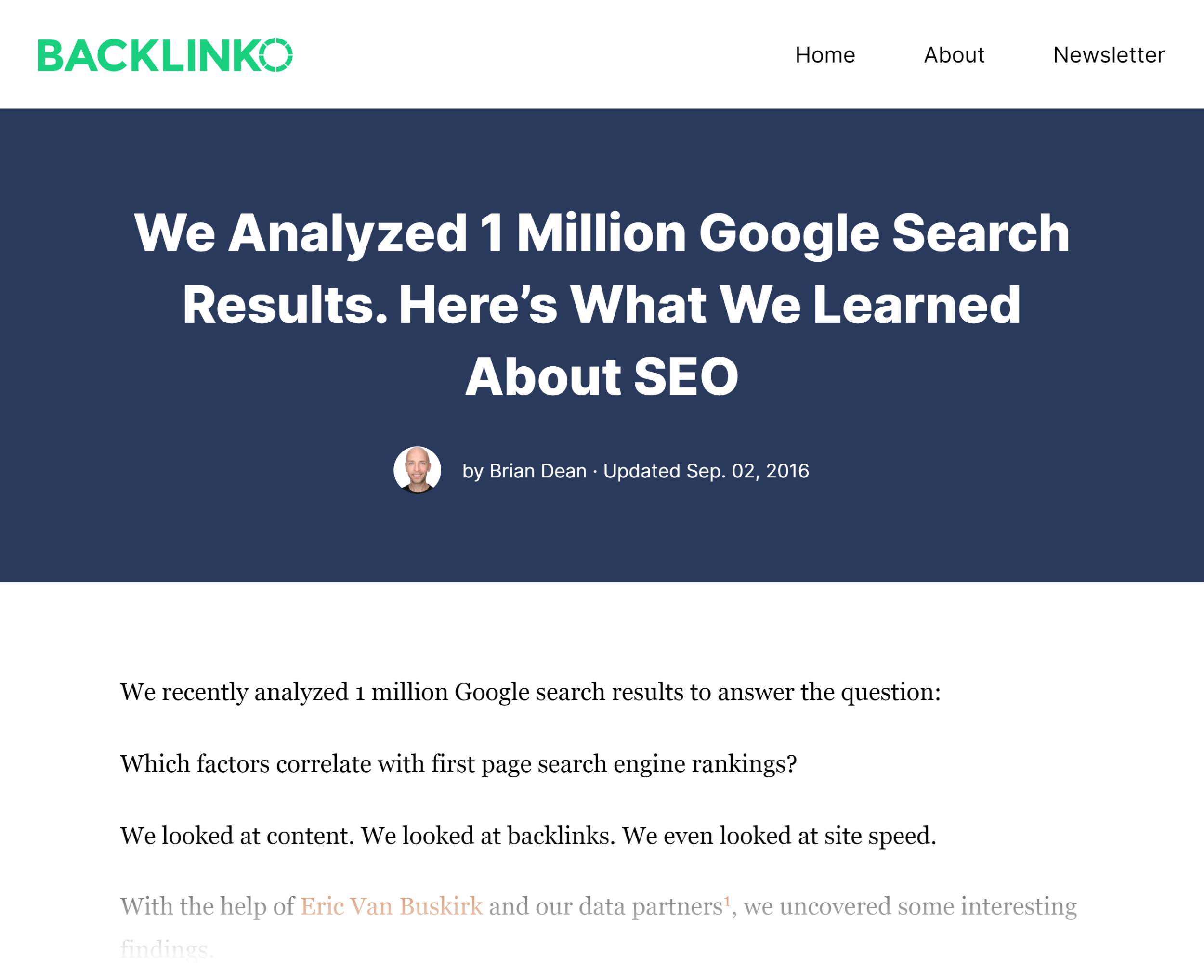 Backlinko – Search engine ranking study