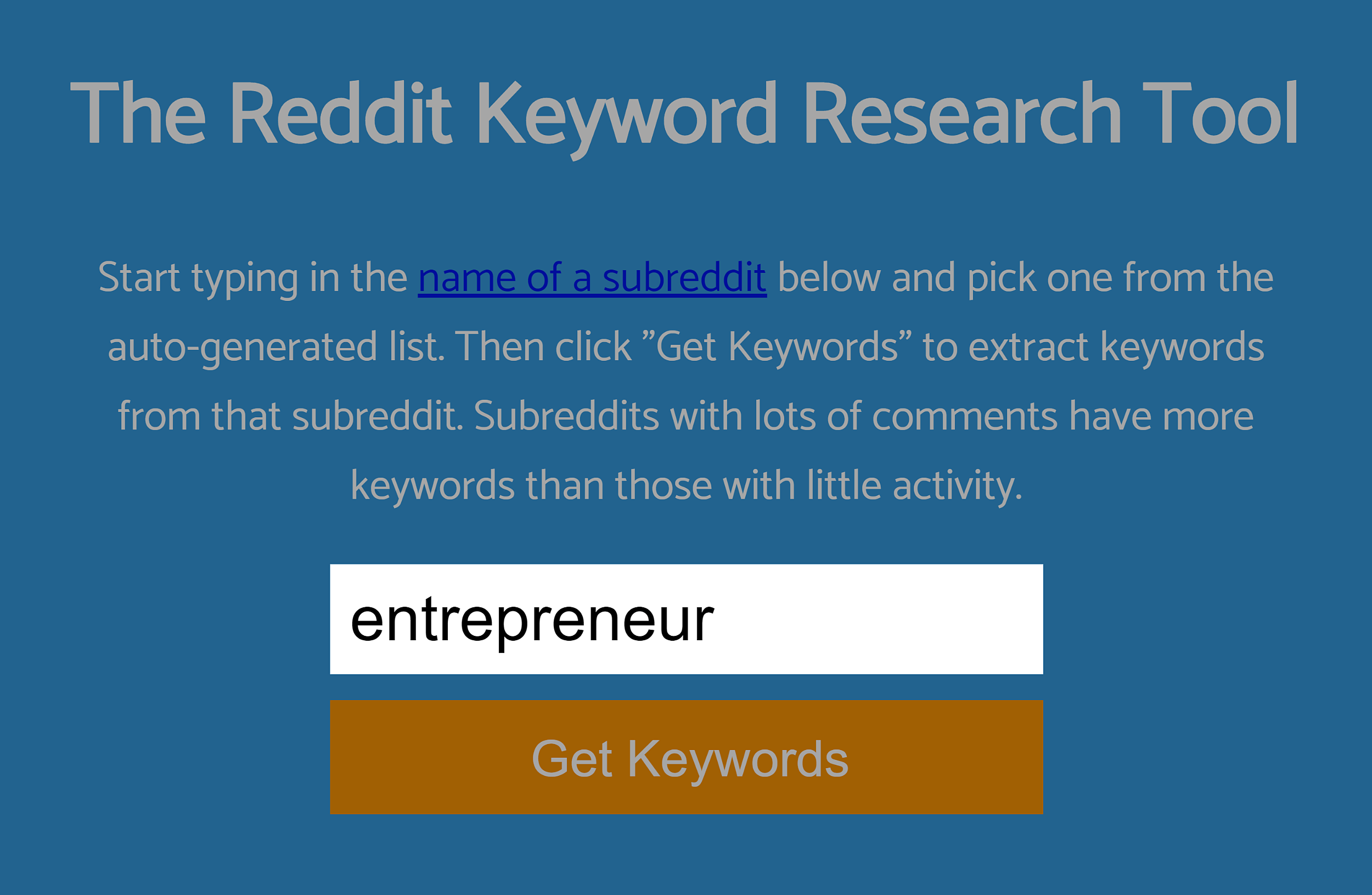 Reddit keyword research tool