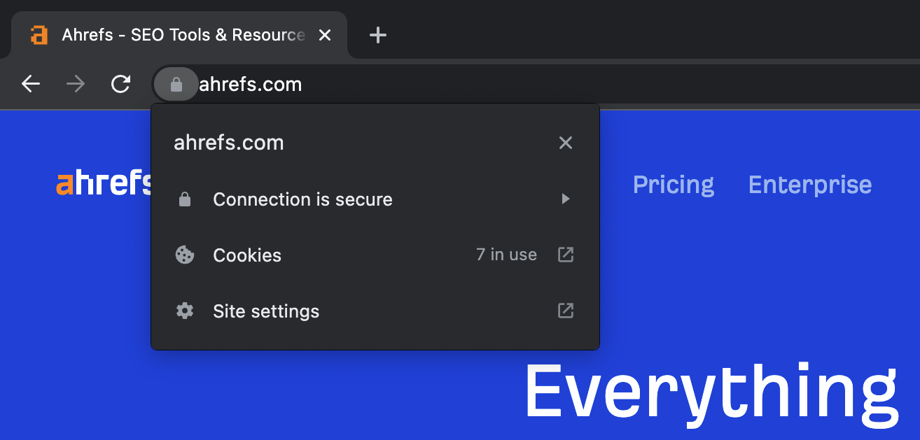 Secure connection at ahrefs.com