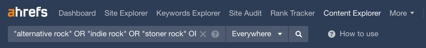 Searching for journalists who write about your genre of music in Ahrefs' Content Explorer