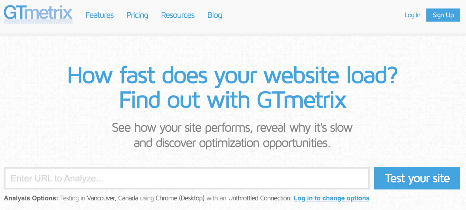 Excerpt of GTmetrix's page