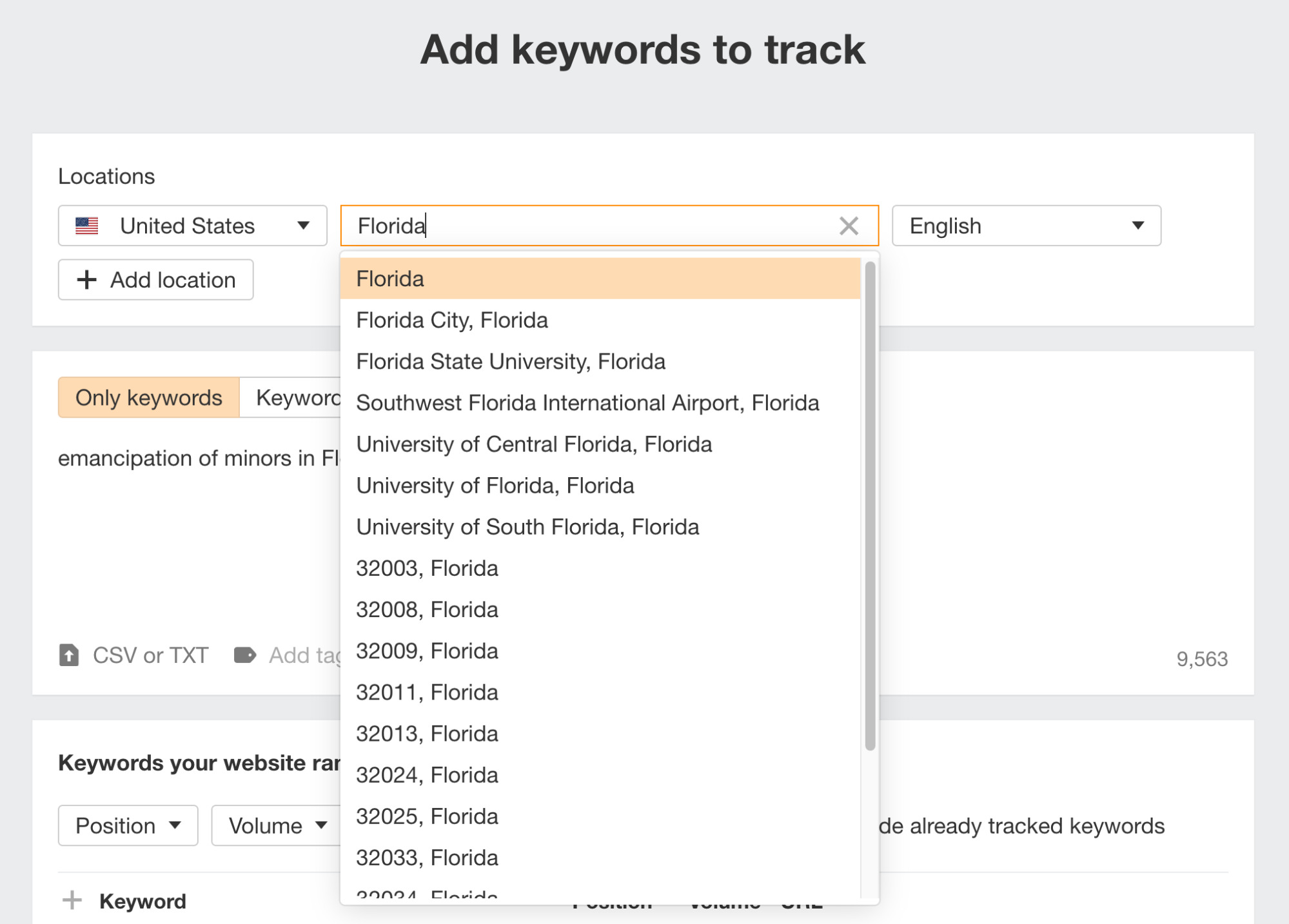 Setting up local rank tracking in Rank Tracker