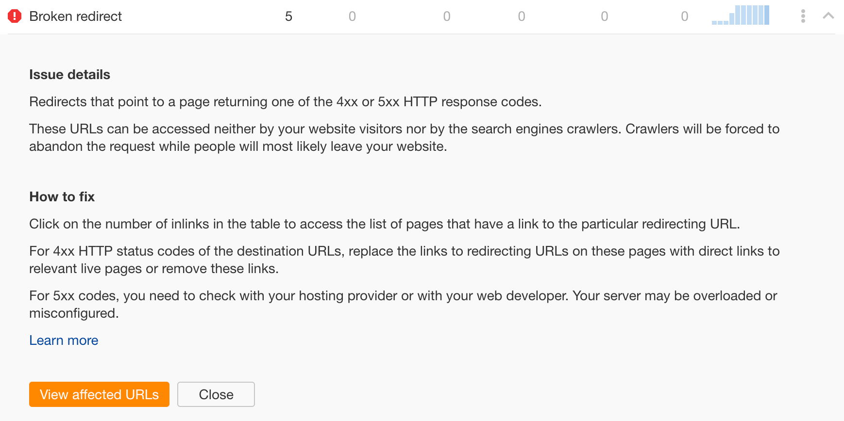 Issue details and how to fix it, via Ahrefs' Site Audit
