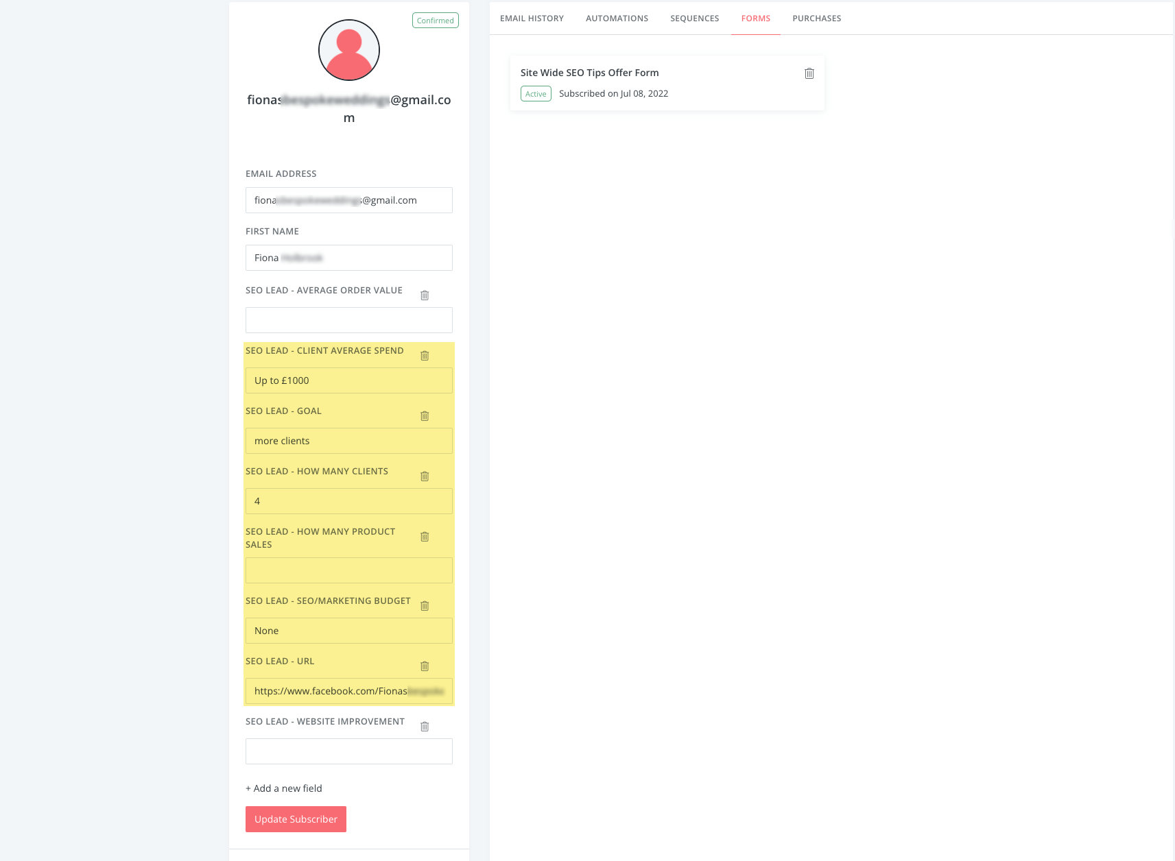 How to Sell SEO: Improve Your Pitch to Close More Sales | ConvertKit custom fields