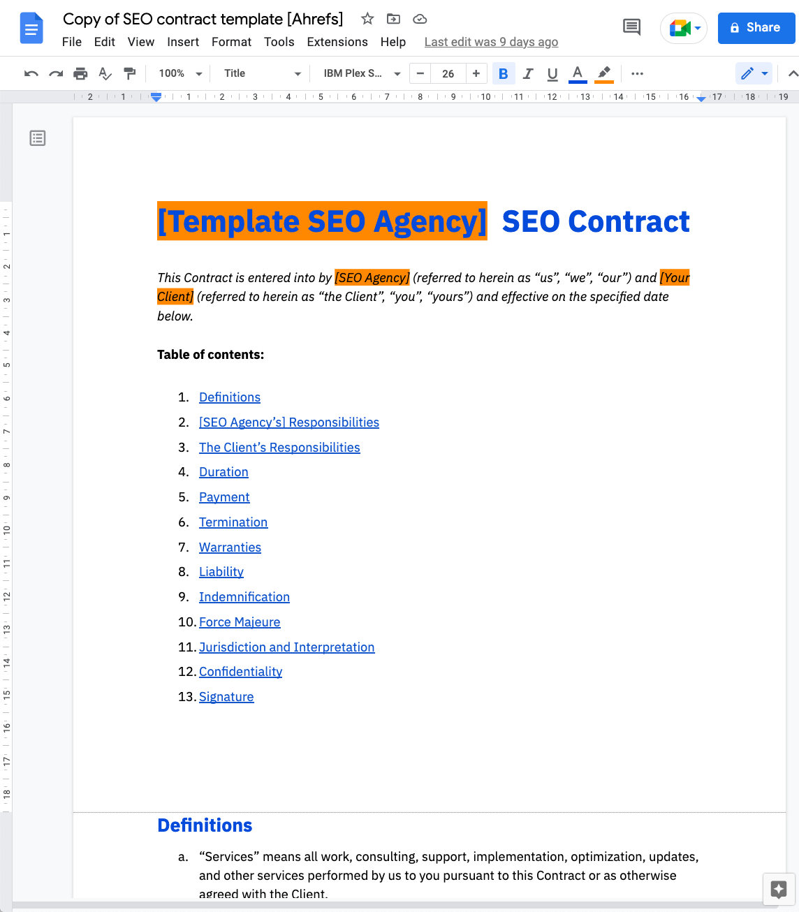 SEO proposal template
