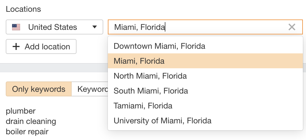 Local rank tracking in Ahrefs' Rank Tracker
