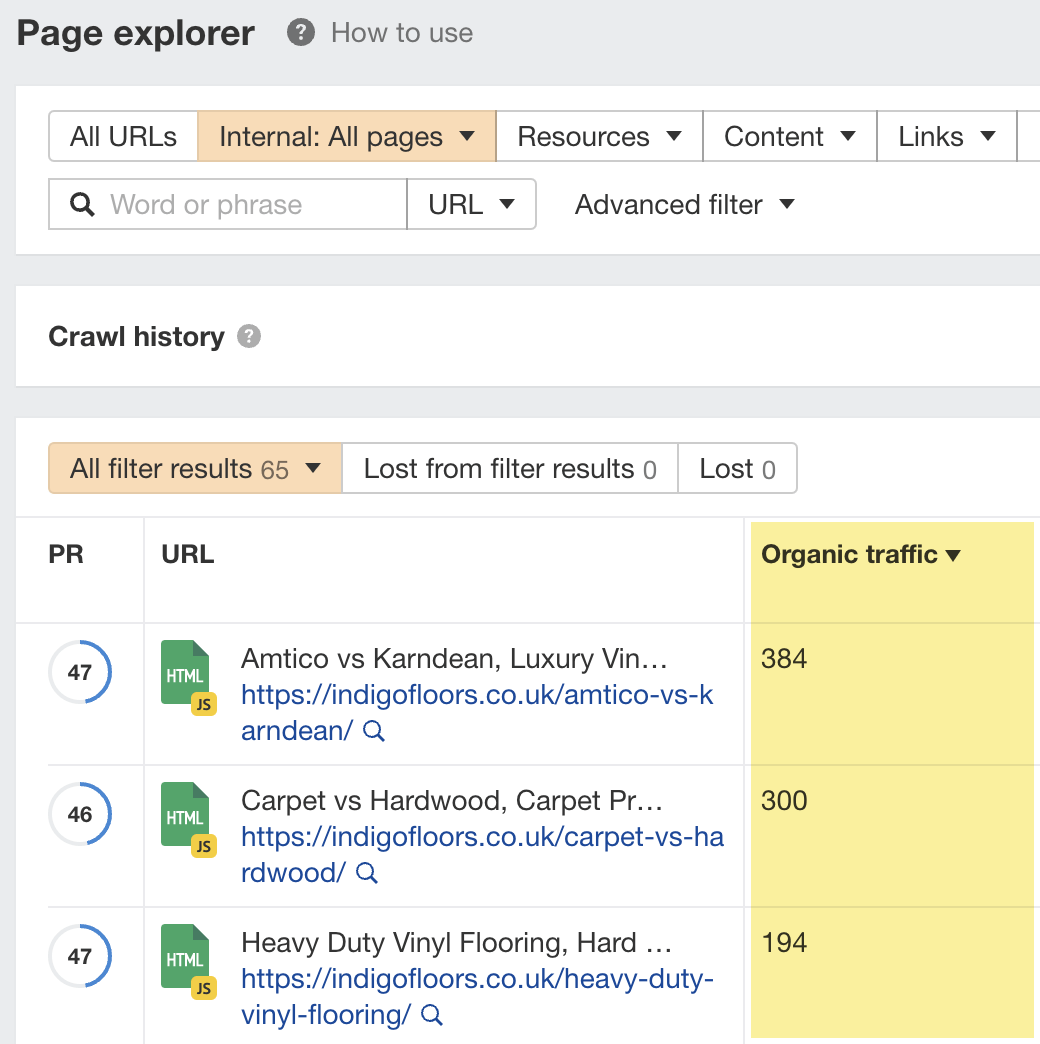 How to find top pages in Ahrefs' Site Audit