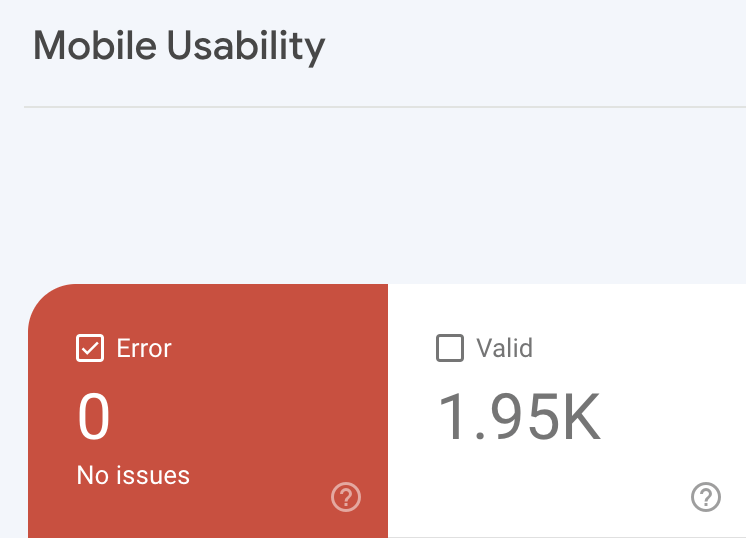 Mobile usability report in Google Search Console
