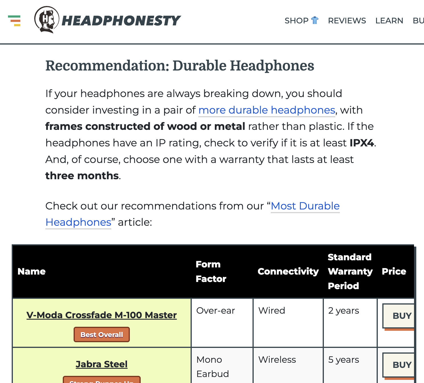 Recommendations for new headphones in a post about fixing headphones