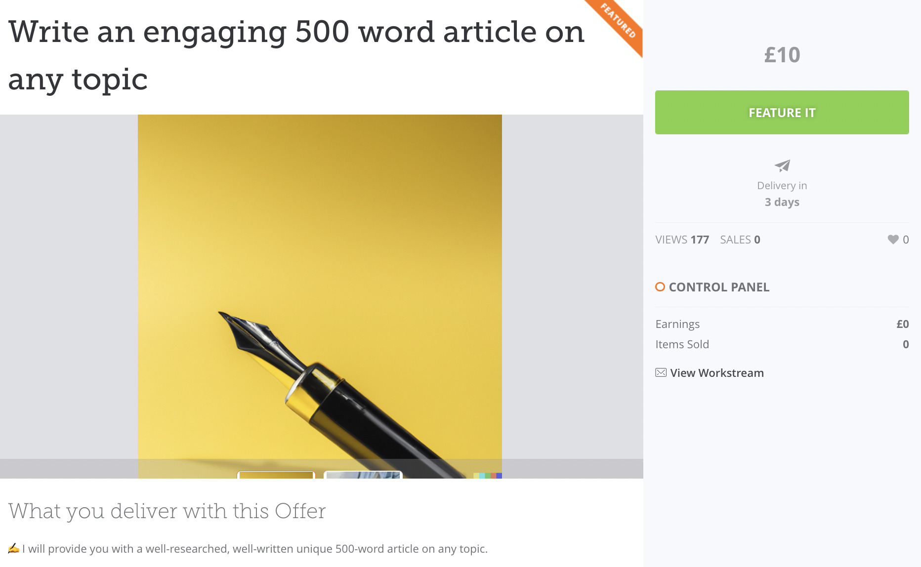 Content writing service, via People Per Hour