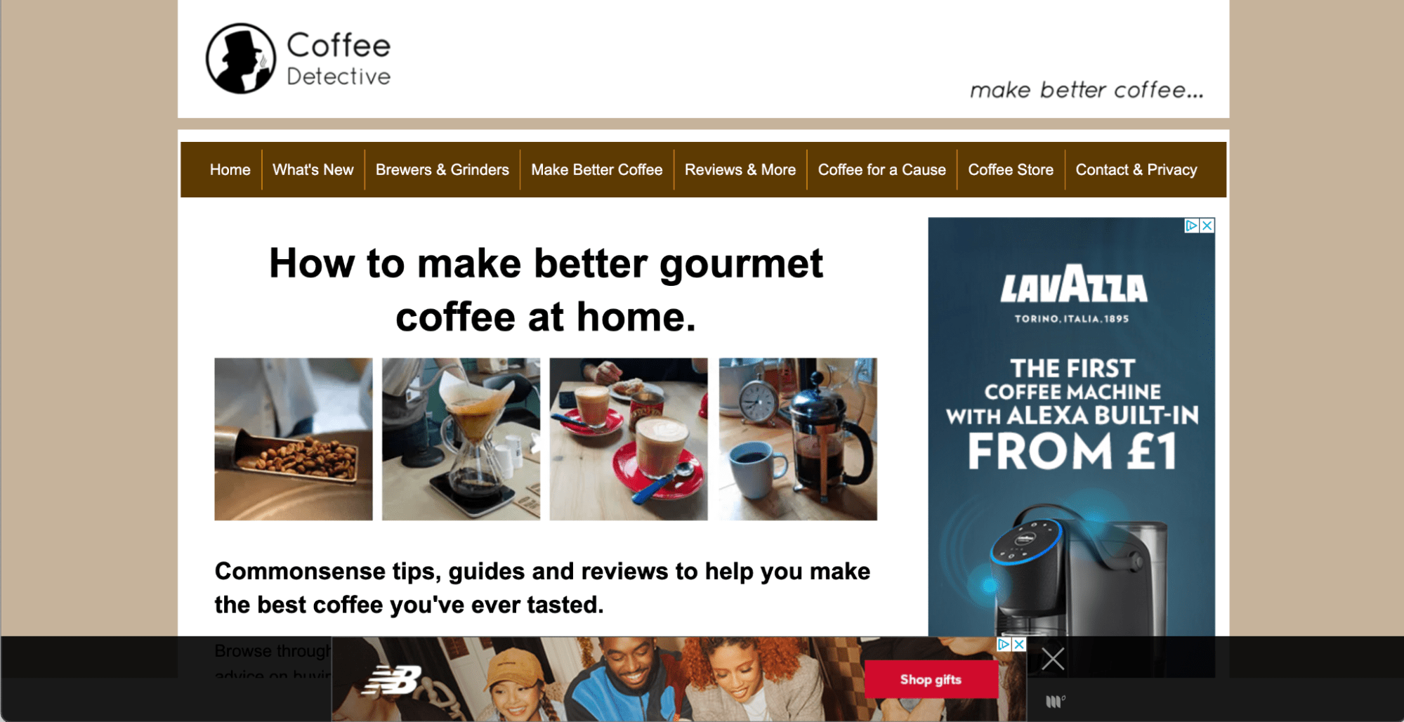 Coffee Detective screenshot, via coffeedetective.com