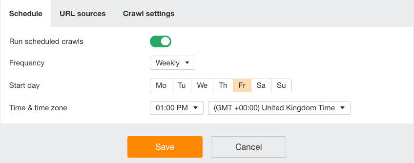 Running scheduled crawls in Ahrefs' Site Audit
