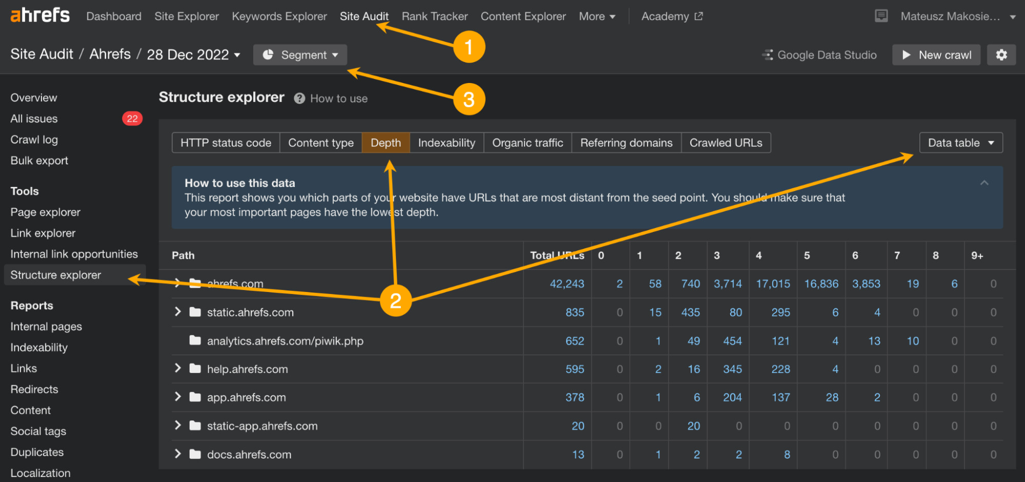 How to find site structure issues in Site Audit