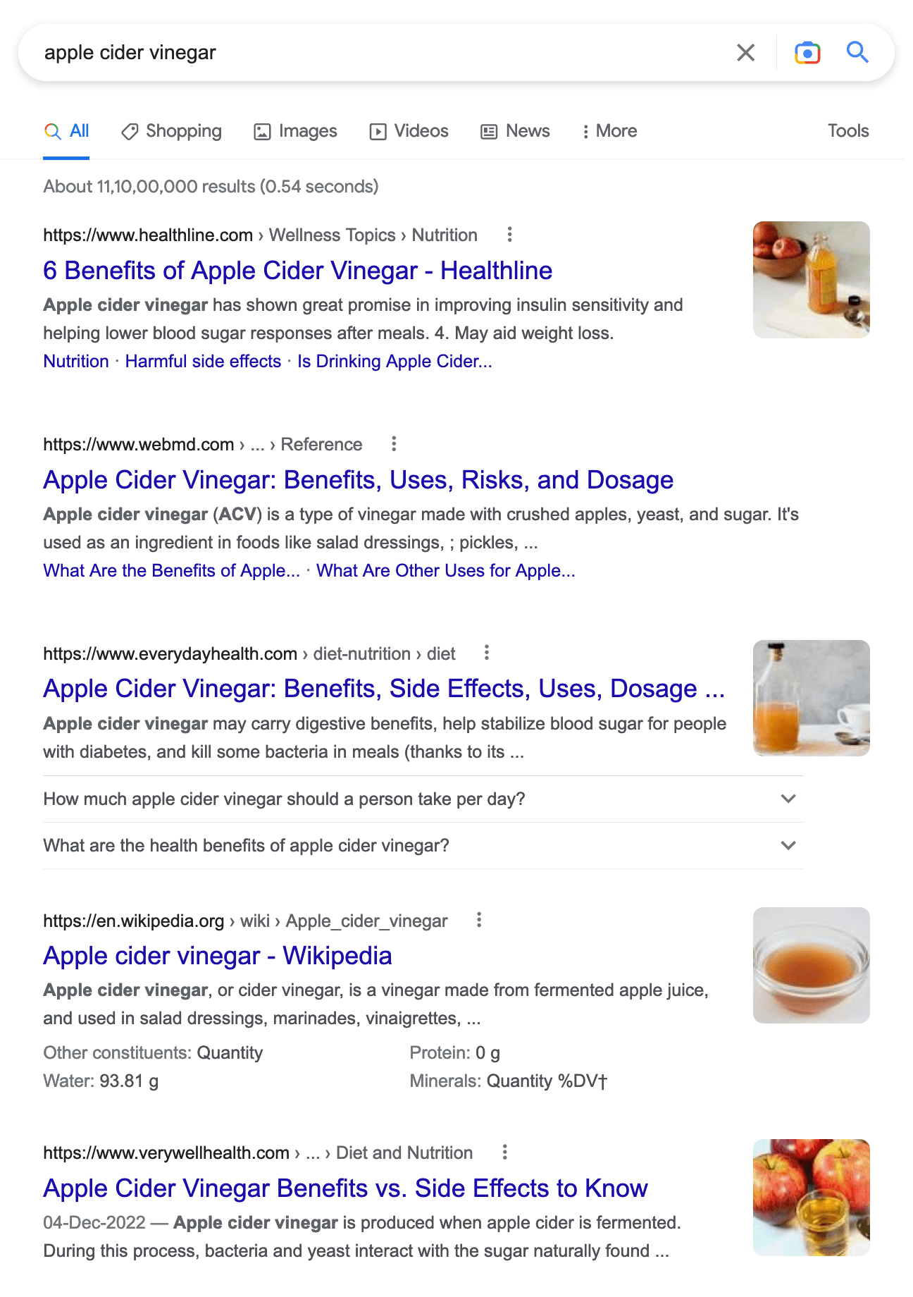 Google SERP result