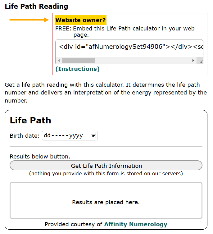 Example of embedded asset links