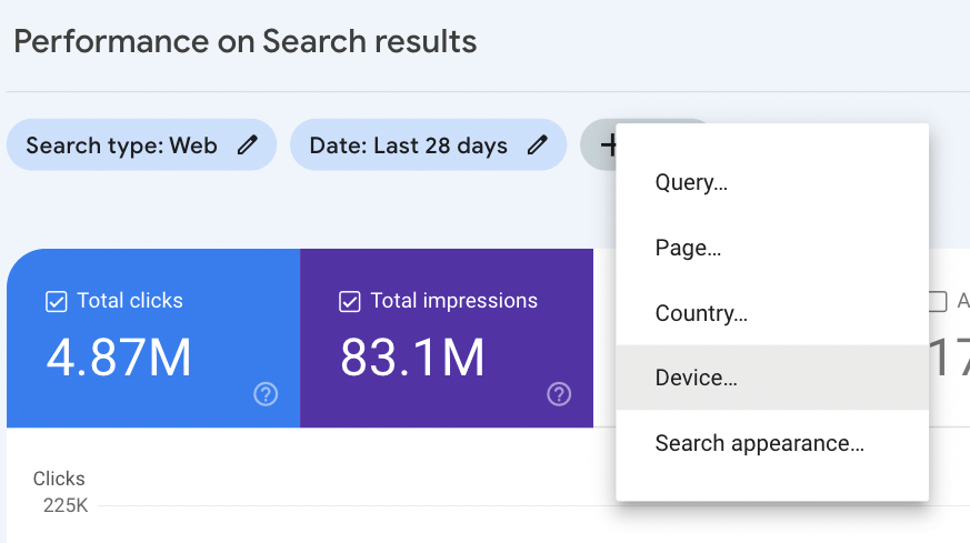 Mobile SEO: 10 Optimization Tips to Build a Mobile-Friendly Site | Filtering by device in Google Search Console's Performance report