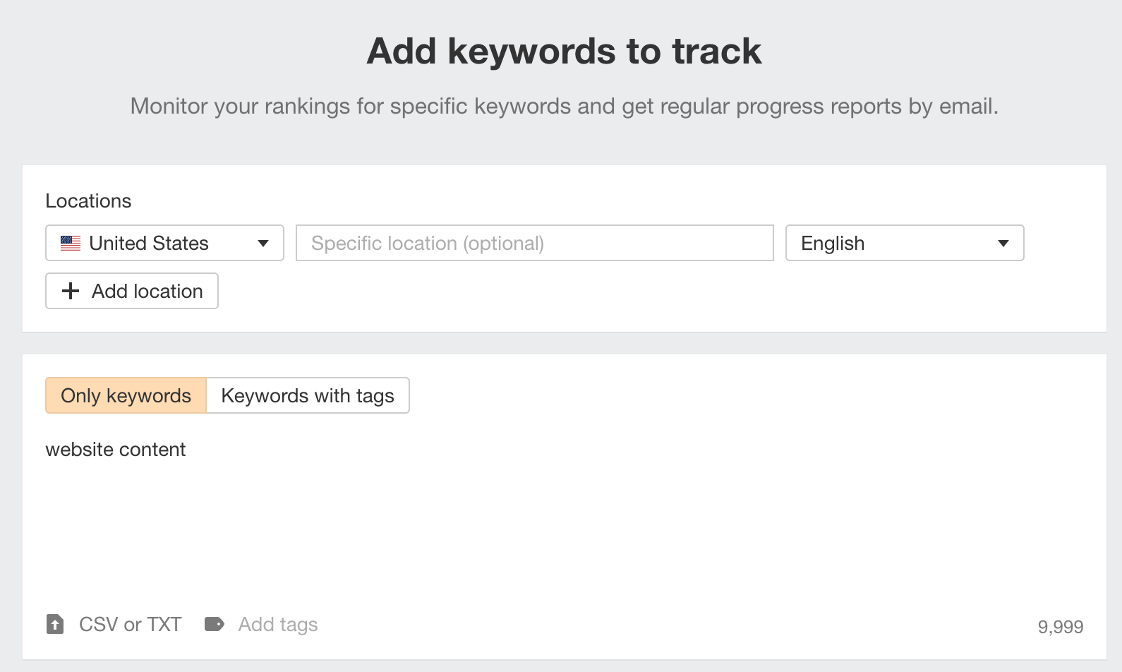 How to Write Website Content That Ranks (And People Want to Read) | Adding keywords to track in Ahrefs' Rank Tracker
