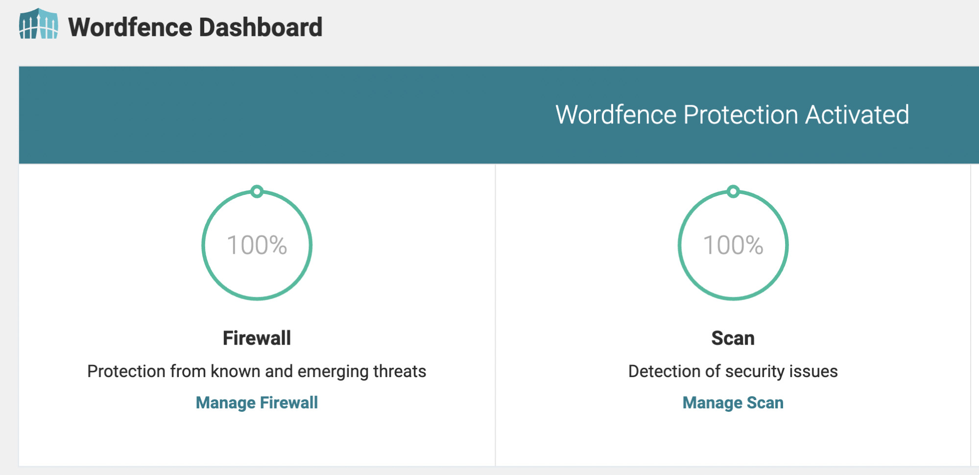 Wordfence dashboard