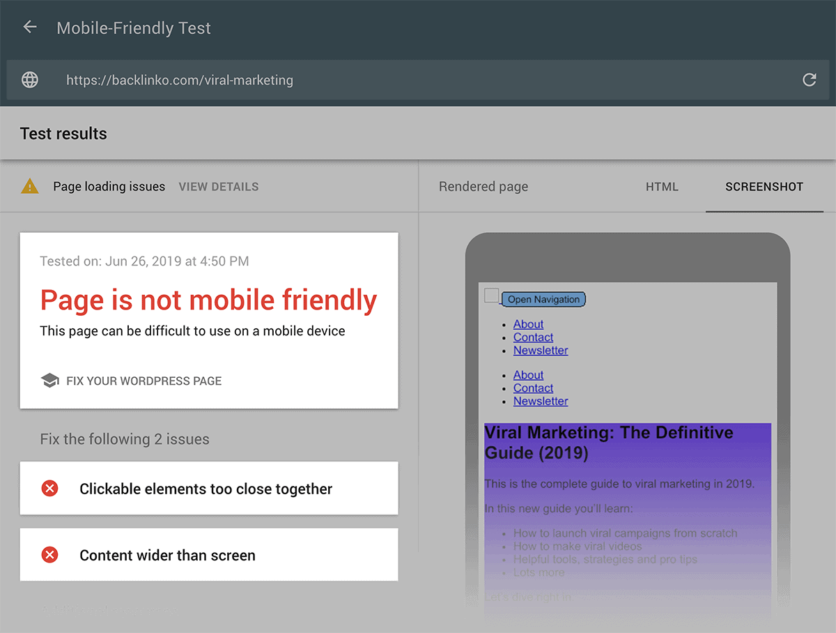 Google Mobile-Friendly Test – Viral Marketing post with errors Google Mobile-Friendly Test – Viral Marketing post with errors