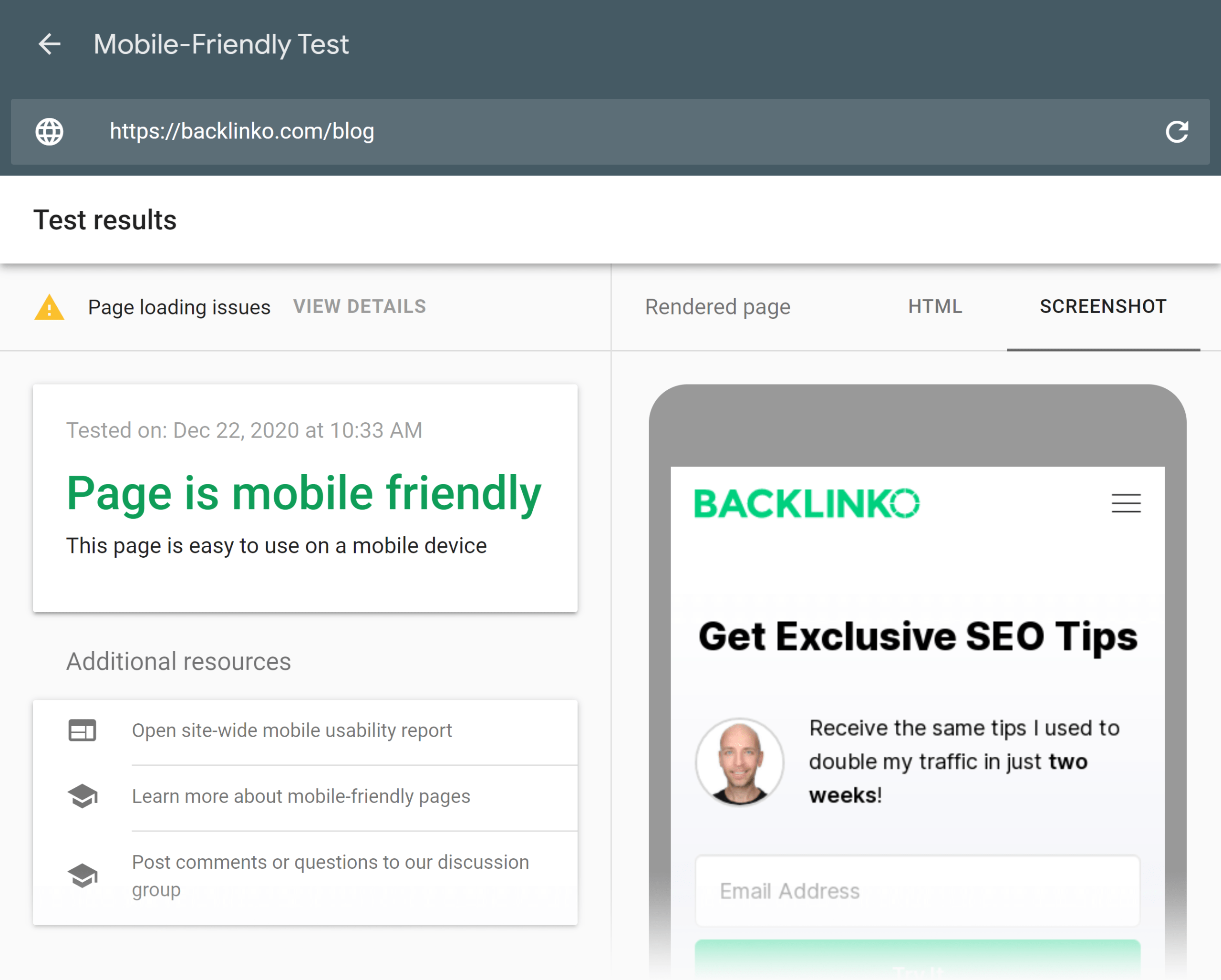 Google’s mobile friendly test Google's mobile friendly test