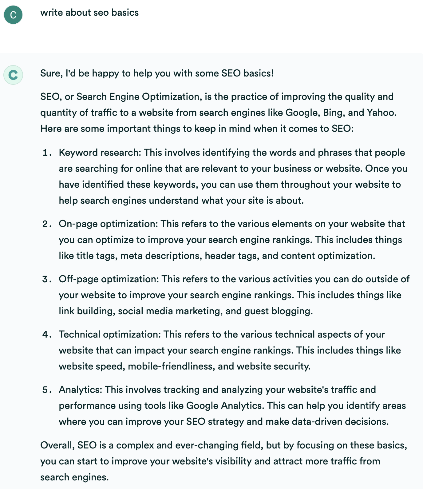 Copy.ai example output
