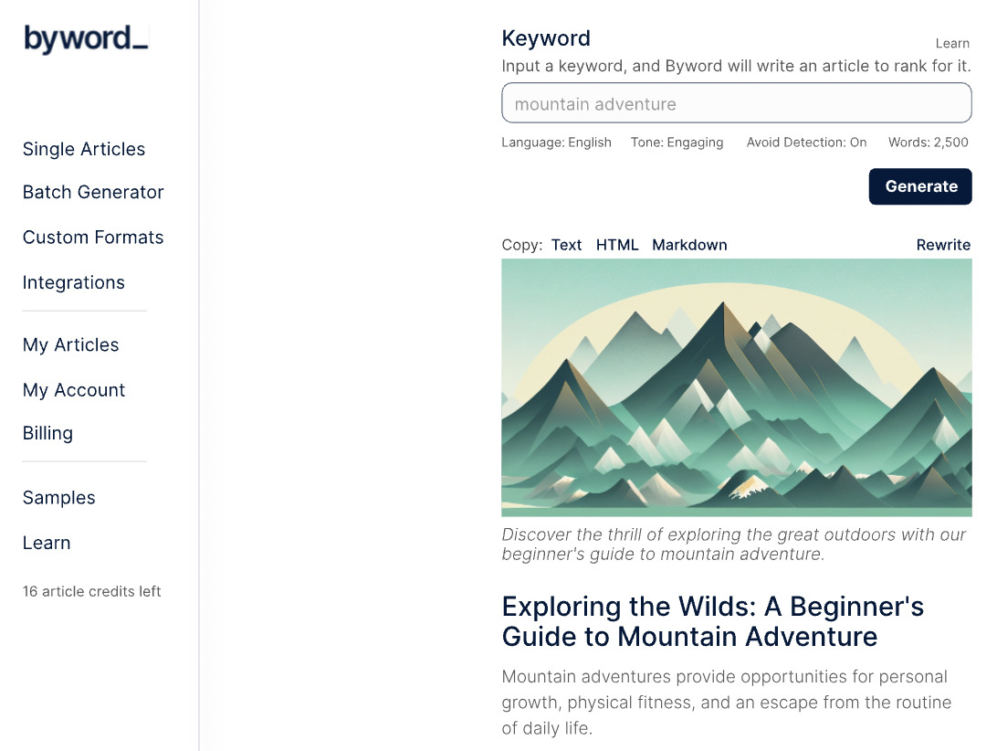 Byword homepage
