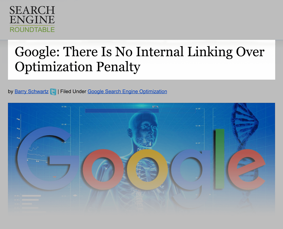 No internal linking penalty No internal linking penalty