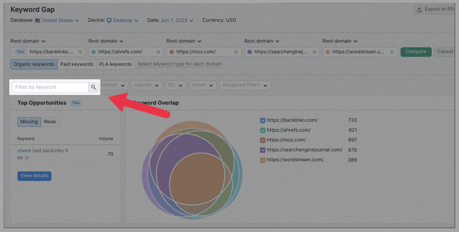 Filter by keyword Use the 'Filter by search bar' to further refine your keywords