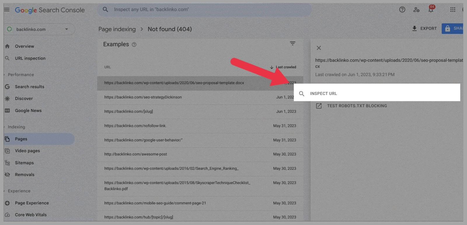 Inspect URL Click Inspect URL to get more URL insights