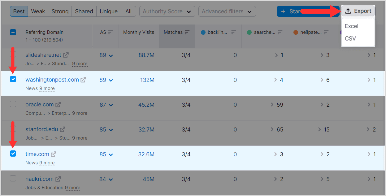 Semrush BA – Image 12 Select the backlinks you like