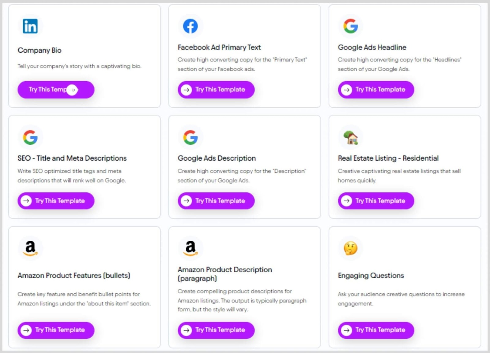 Semrush CG 2 Diverse templates on Jasper