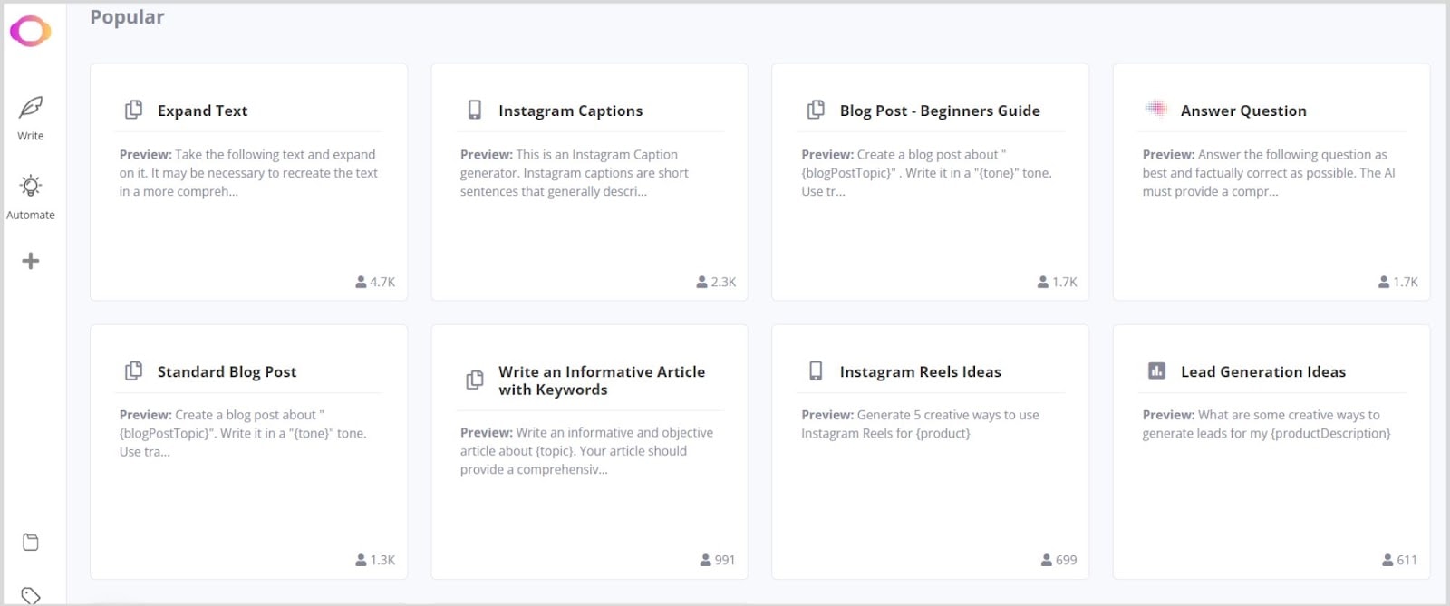 Semrush CG 25 Use community prompts to ask Contentbot generate any content form