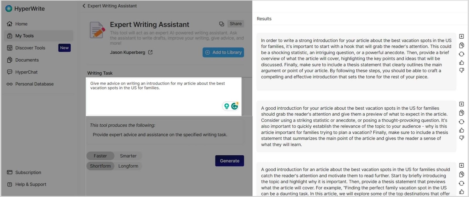 Semrush CG 36 Introduction ideas generated by HyperWrite