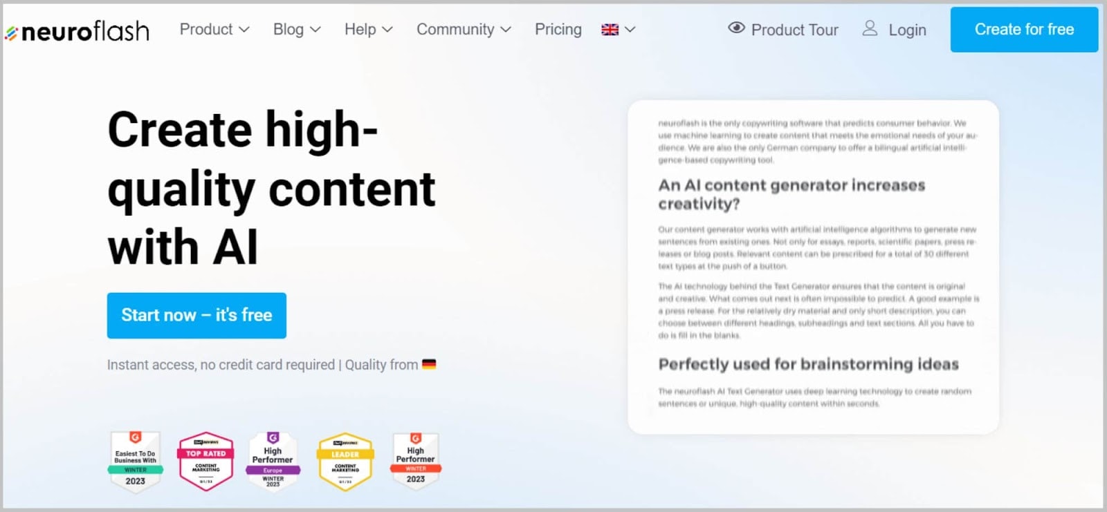 Semrush CG 38 NeuroFlash AI content generating tool