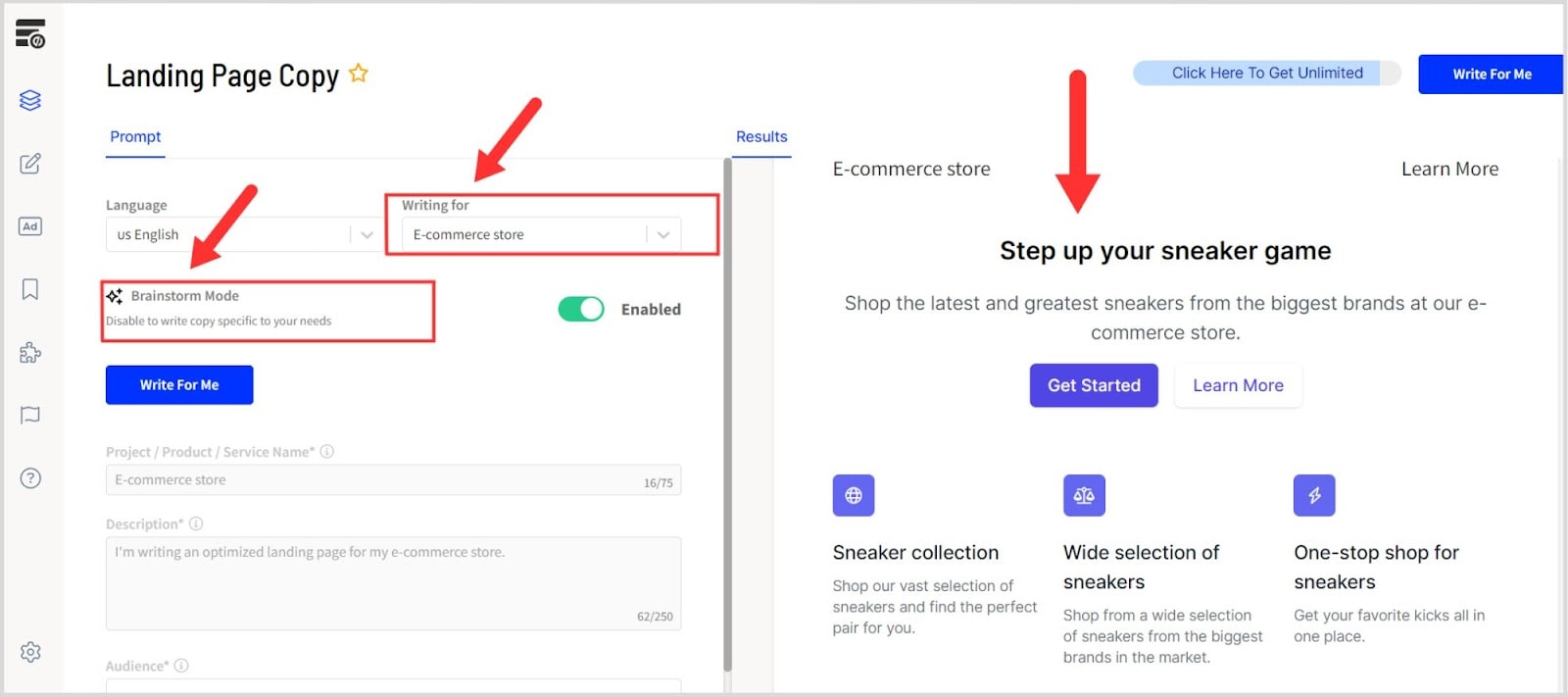 Semrush – CG 49 Sample product landing page generated by Smart Copy