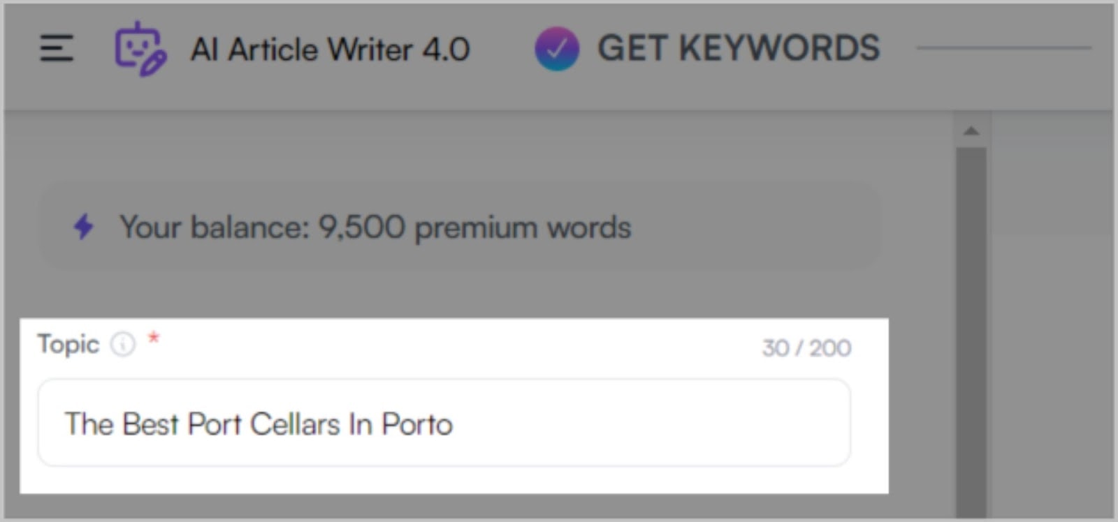 Semrush CH 15 Subject topic input for Writesonic to generate AI content