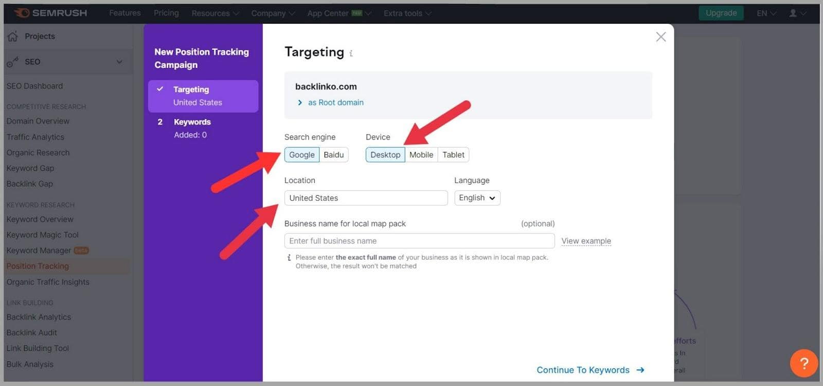 Set your prefences on Semrush Modify different elements for ease of use