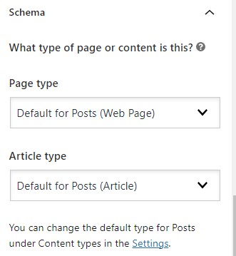 Schema options on Yoast