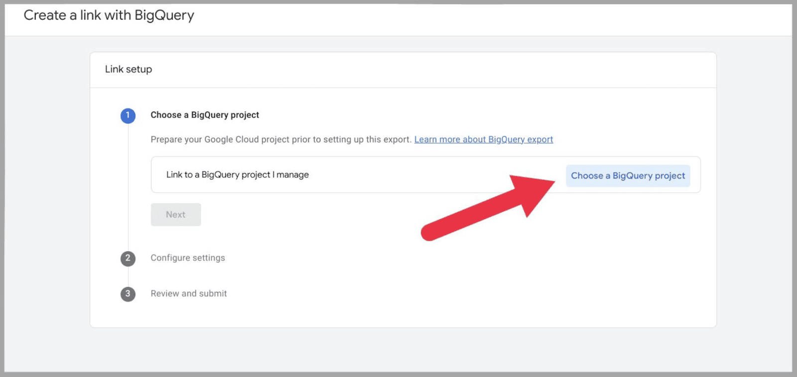 GA4 26 Choose BigQuery Project
