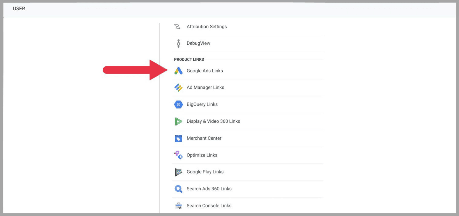 GA4 67 Select Google Ads Links under Product Links