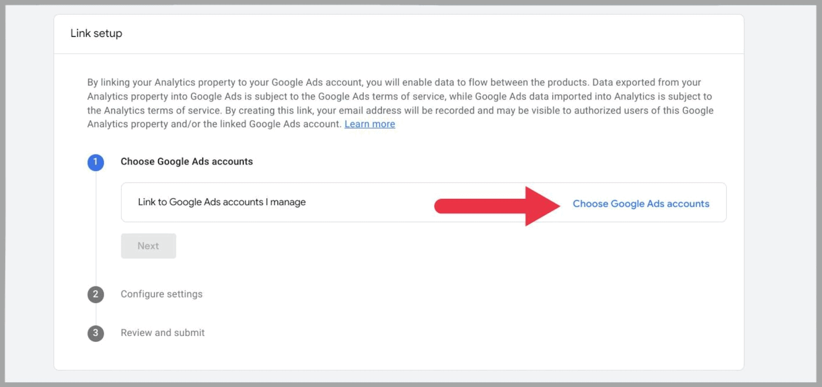 GA4 69 Choose Google Ads Account