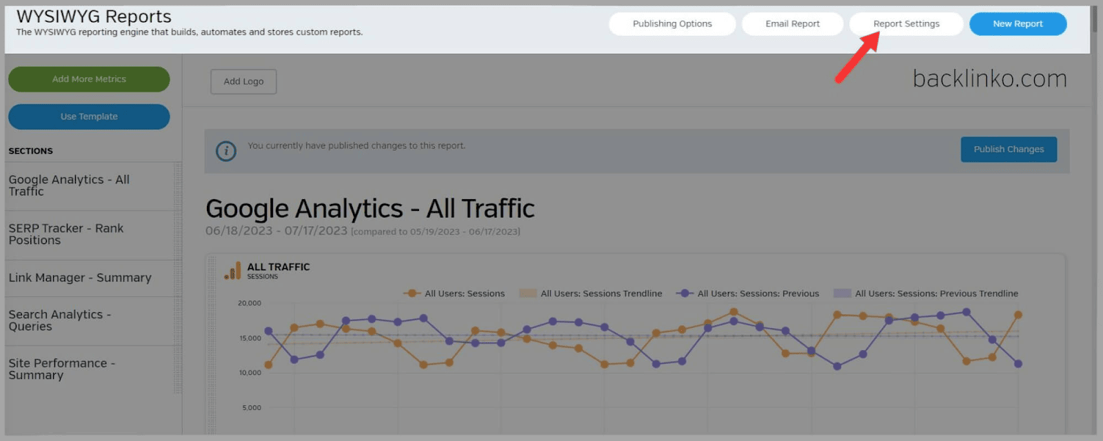 Raven tools 79 Alter report parameters