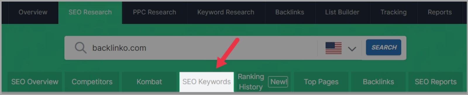 SpyFu 18 SEO Keywords tab