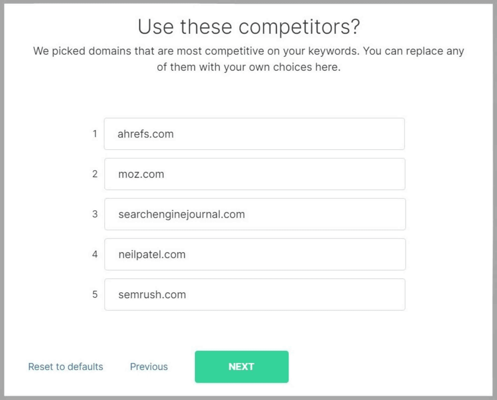 SpyFu 42 Choose your competitors
