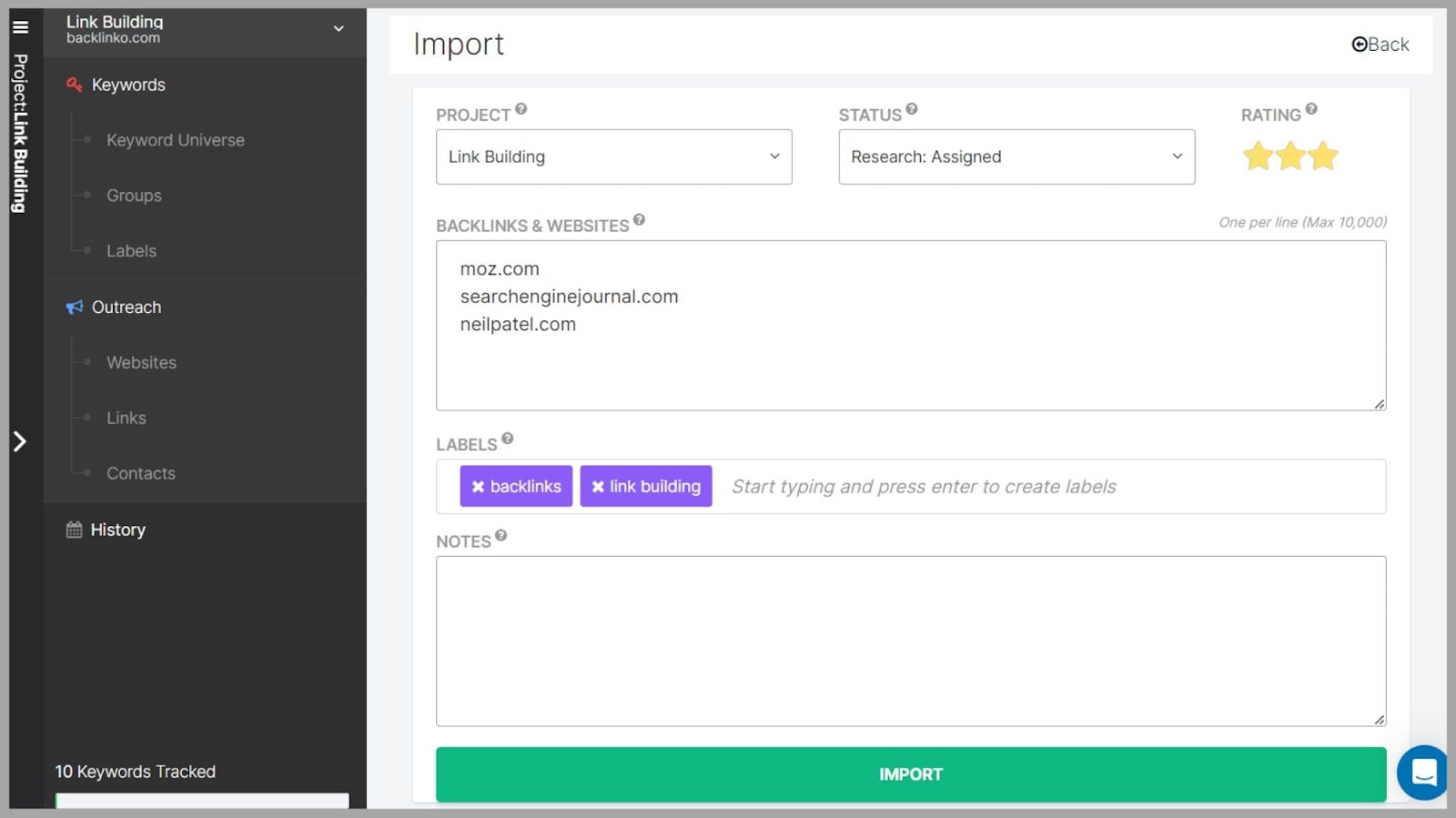 SpyFu 87 Add URLs relevant to the project