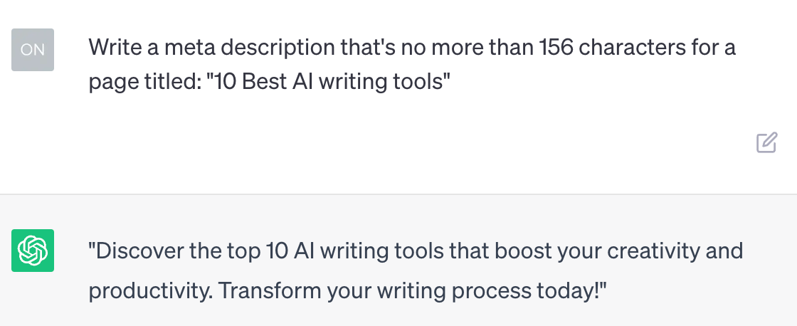 Using ChatGPT to create meta description
