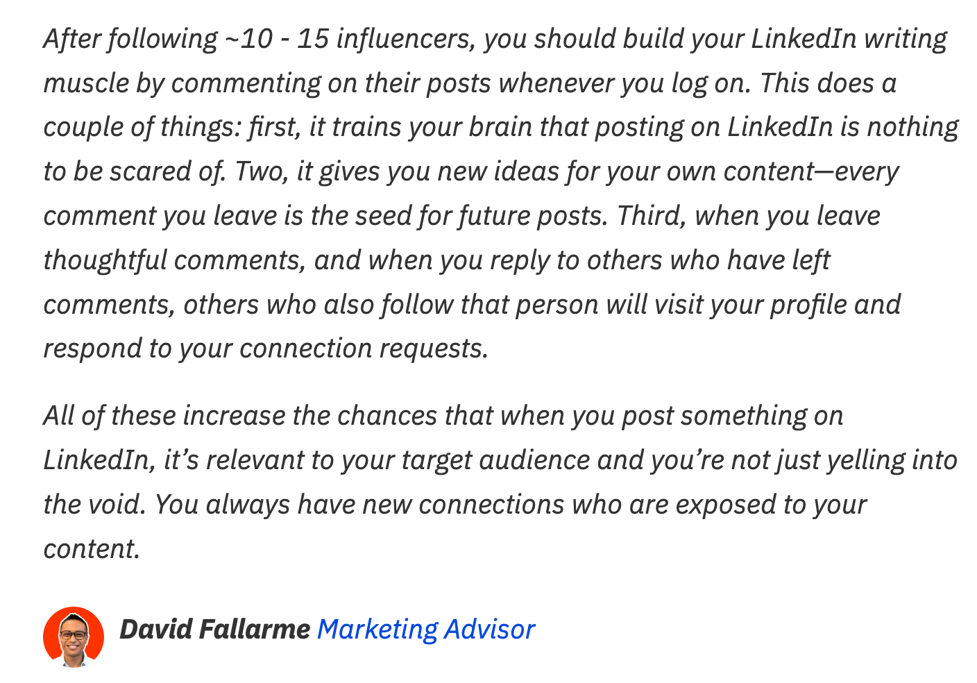 24 Actionable Blogging Tips for Beginners | Example of an expert quote in one of SQ's blog posts