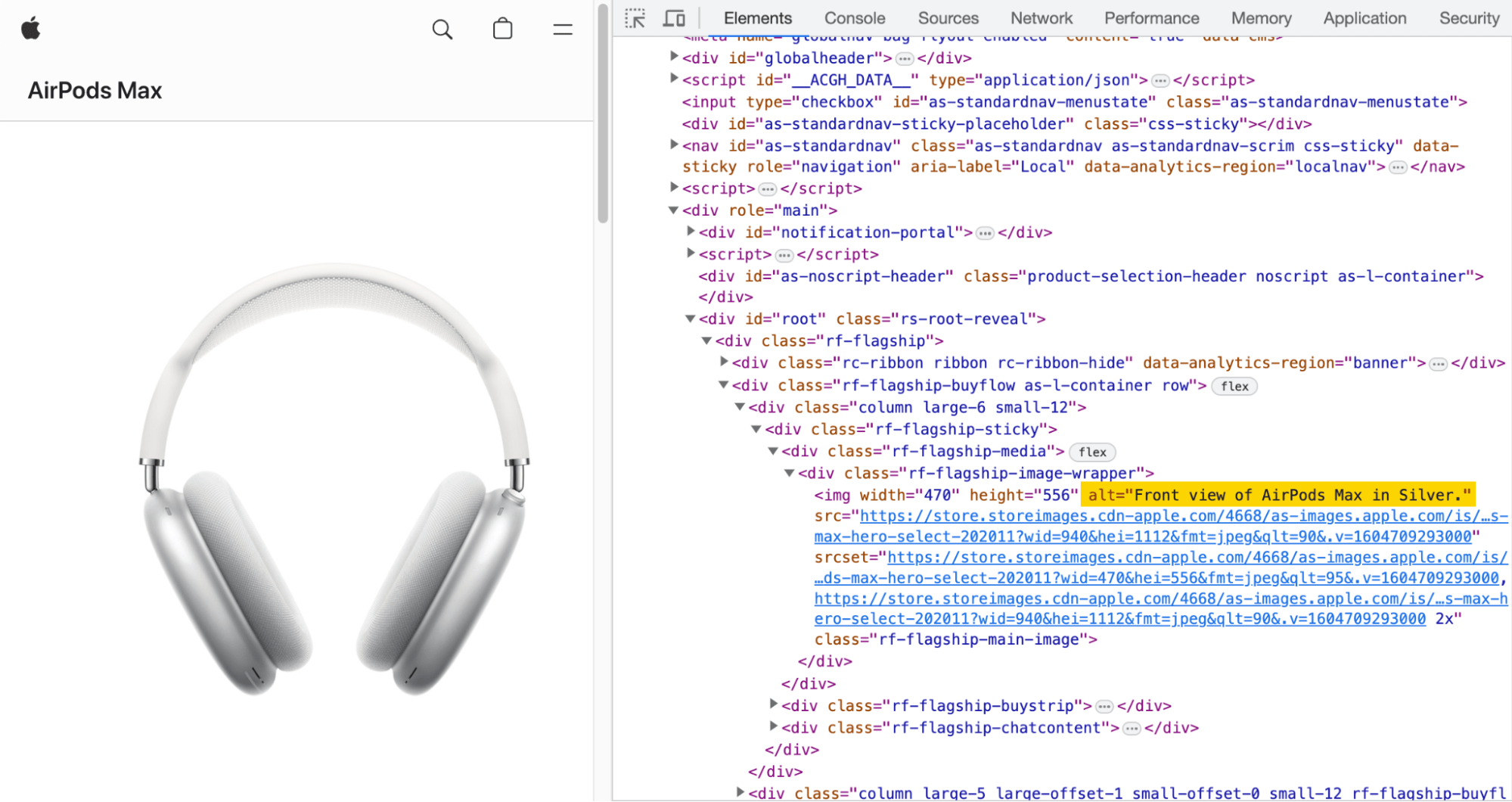 Airpods Max code highlight, via apple.com
