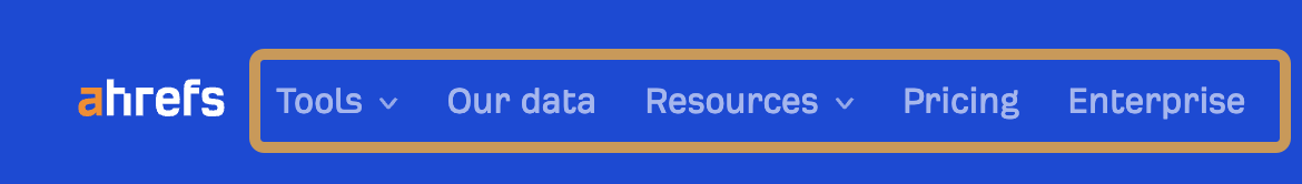 Internal Links for SEO: An Actionable Guide | Navigation menu on ahrefs.com